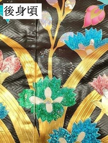 平和屋本店●本手描友禅作家　秋山章　色打掛　お引きずり　和装　婚礼　結婚式　花嫁　神社挙式　向かい鳥花鳥文　金彩　逸品　DABM1752cd