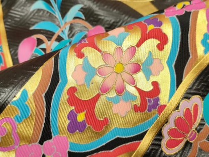 平和屋本店●本手描友禅作家　秋山章　色打掛　お引きずり　和装　婚礼　結婚式　花嫁　神社挙式　向かい鳥花鳥文　金彩　逸品　DABM1752cd