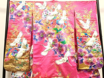 平和屋本店●色打掛　お引きずり　和装　婚礼　結婚式　花嫁　神社挙式　飛鶴花文　暈し染め　金彩　逸品　DABM1753cd