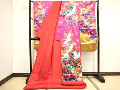 平和屋本店●色打掛　お引きずり　和装　婚礼　結婚式　花嫁　神社挙式　飛鶴花文　暈し染め　金彩　逸品　DABM1753cd