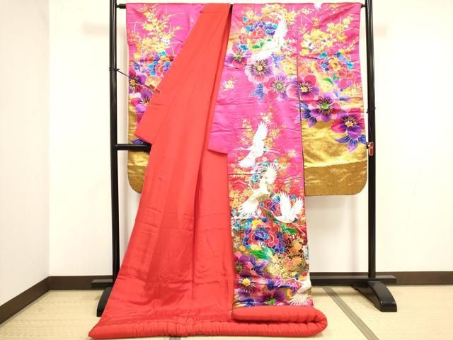 平和屋本店●色打掛　お引きずり　和装　婚礼　結婚式　花嫁　神社挙式　飛鶴花文　暈し染め　金彩　逸品　DABM1753cd