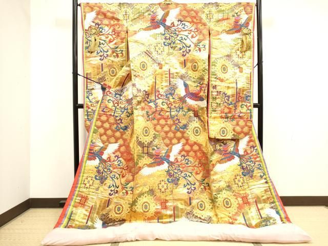 平和屋本店●色打掛　お引きずり　和装　婚礼　結婚式　花嫁　神社挙式　唐織　鳳凰吉祥花文　金銀糸　十二単風　逸品　DABM1757cd