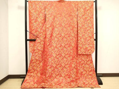平和屋本店●お引きずり・お引き摺り・引き振袖　和装　結婚式　舞妓　芸妓　芸者　衣装　草花文　金糸　逸品　DABM1761cd