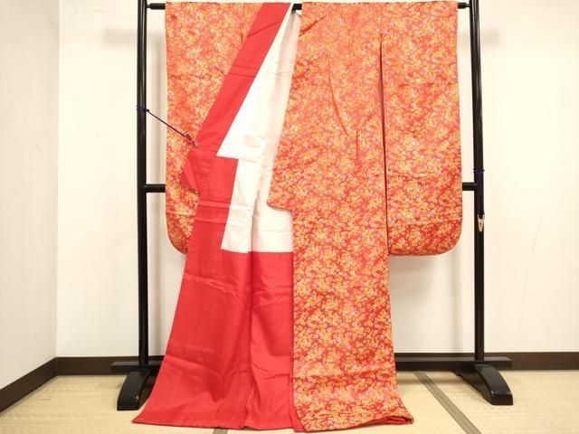 平和屋本店●お引きずり・お引き摺り・引き振袖　和装　結婚式　舞妓　芸妓　芸者　衣装　草花文　金糸　逸品　DABM1761cd