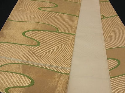 平和屋着物■六通柄袋帯 流水文 金糸 逸品 n-di0001