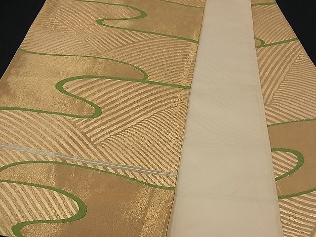 平和屋着物■六通柄袋帯 流水文 金糸 逸品 n-di0001