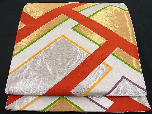 平和屋着物■六通柄袋帯 唐織 檜垣文 金銀糸 逸品 n-di0020