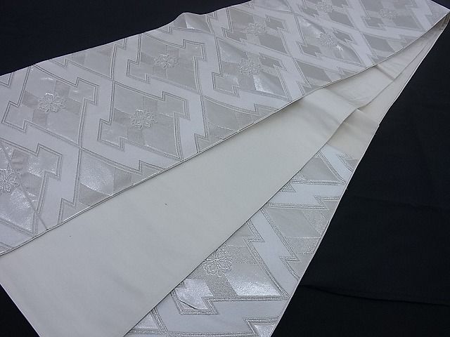 平和屋着物■六通柄袋帯 唐織 花松川岸文 銀糸 逸品 n-di0106
