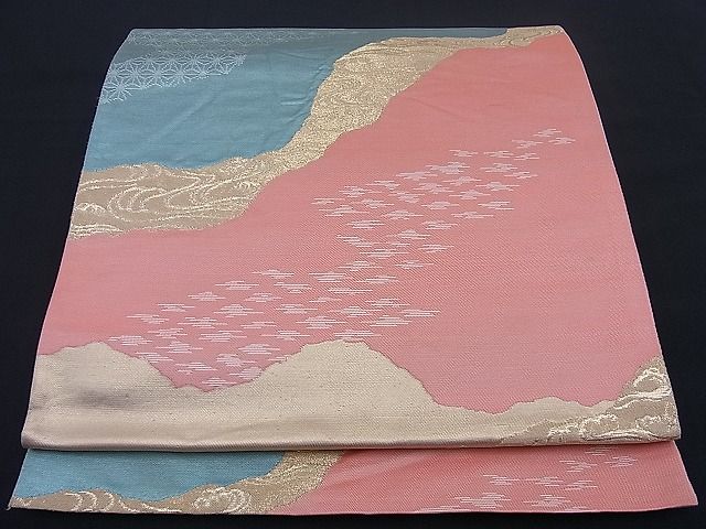 平和屋着物■六通柄袋帯 道長吉祥文 金糸 逸品 n-di0108