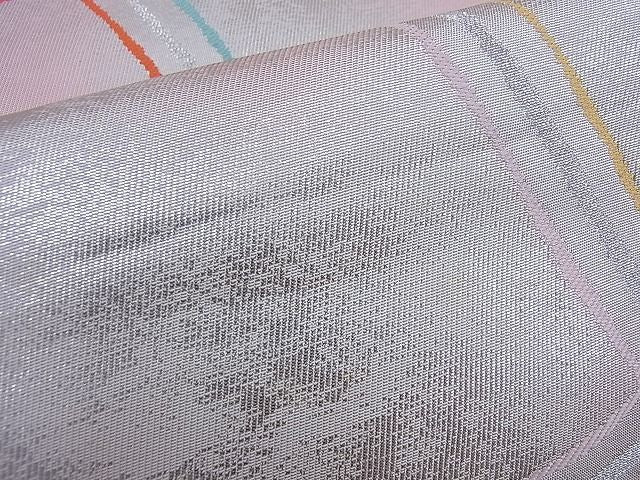 平和屋着物■六通柄袋帯 唐織 代わり格子柄 銀糸 逸品 n-di0110