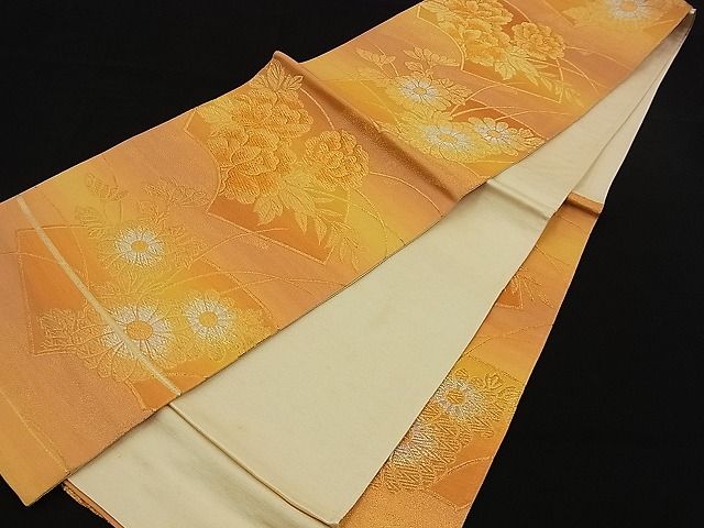 平和屋着物■六通柄袋帯 地紙花文 金銀糸 逸品 n-di0195