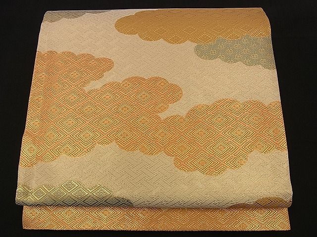 平和屋着物■佐賀錦 全通柄袋帯 雲取り吉祥文 金糸 逸品 n-di0270