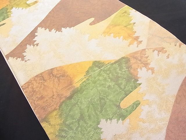 平和屋着物■六通柄袋帯 風景文 金銀糸 正絹 逸品 A-dp3844