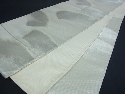 平和屋着物■六通柄袋帯 地紙文 銀糸 逸品 du0364