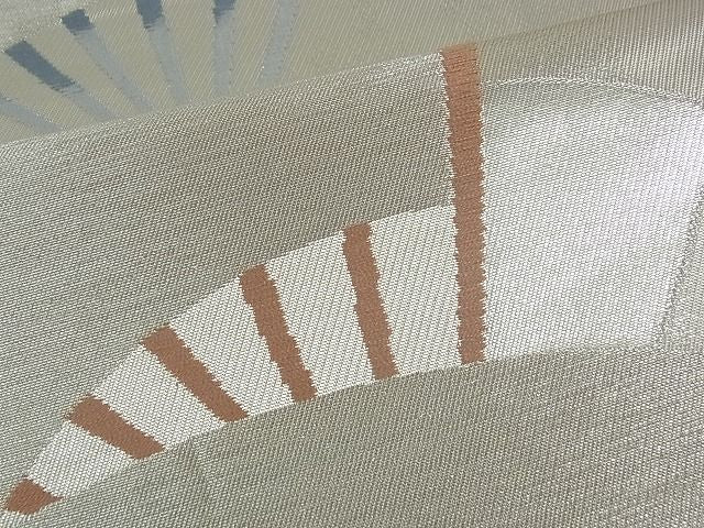 平和屋着物■六通柄袋帯 舞扇文 銀糸 逸品 du0481