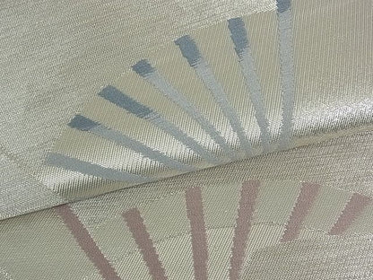 平和屋着物■六通柄袋帯 舞扇文 銀糸 逸品 du0481