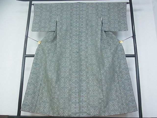 平和屋着物■上質な紬　吉祥花文　逸品　du0678