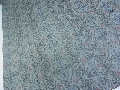 平和屋着物■上質な紬　吉祥花文　逸品　du0678