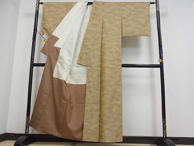平和屋着物■お召 幾何学間道 逸品 du0746