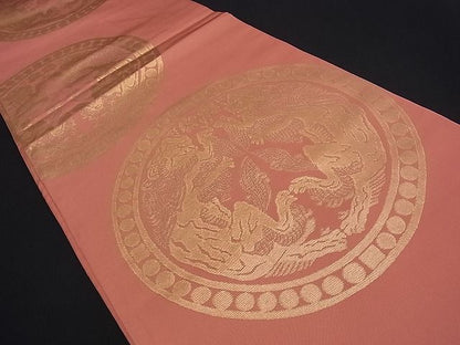 平和屋着物■六通柄 本袋帯 幻獣文 金糸 逸品 du0814