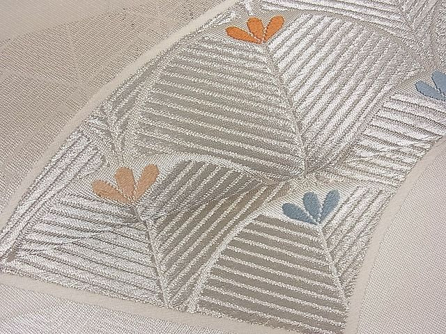 平和屋着物■六通柄袋帯 地紙松葉文 銀糸 逸品 du1259