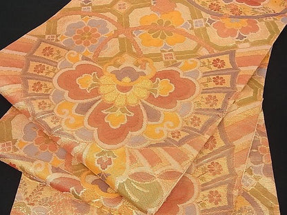 平和屋着物■佐賀錦　六通柄袋帯　吉祥花文　金糸　逸品　du1267