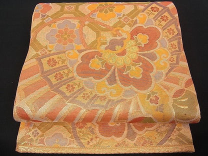 平和屋着物■佐賀錦　六通柄袋帯　吉祥花文　金糸　逸品　du1267