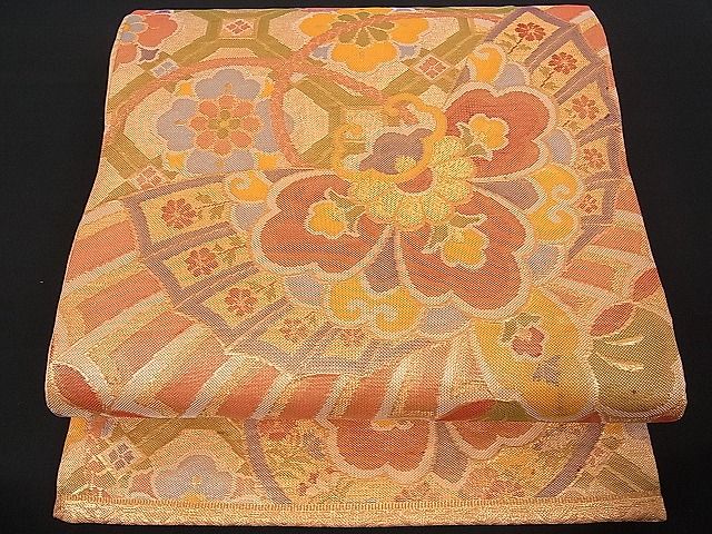 平和屋着物■佐賀錦　六通柄袋帯　吉祥花文　金糸　逸品　du1267