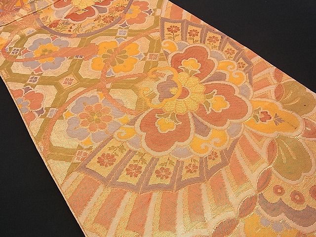 平和屋着物■佐賀錦　六通柄袋帯　吉祥花文　金糸　逸品　du1267