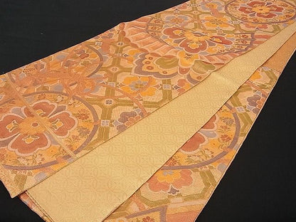 平和屋着物■佐賀錦　六通柄袋帯　吉祥花文　金糸　逸品　du1267
