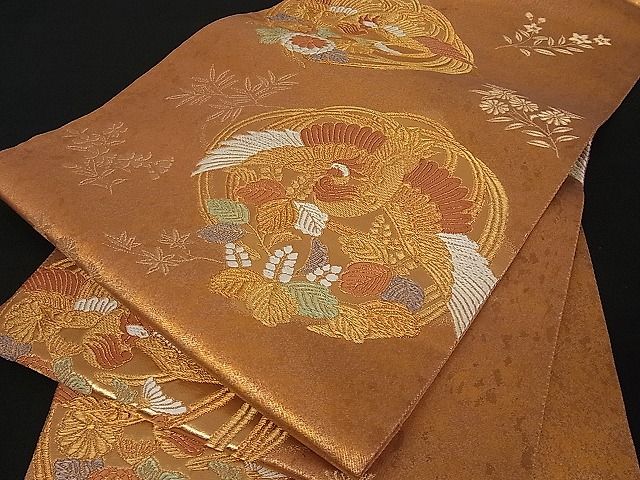 平和屋着物■六通柄袋帯 鳳凰花文 金糸 引箔 逸品 du1273