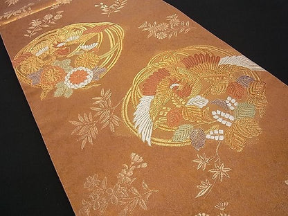 平和屋着物■六通柄袋帯 鳳凰花文 金糸 引箔 逸品 du1273