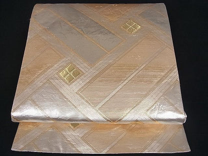 平和屋着物■両面全通柄袋帯　檜垣文　菱文　金銀糸　逸品　du1321