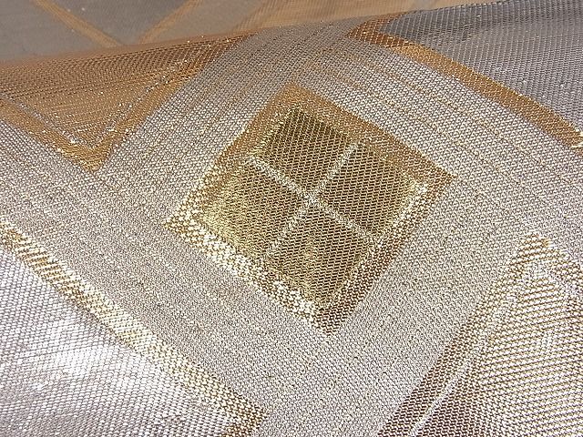 平和屋着物■両面全通柄袋帯　檜垣文　菱文　金銀糸　逸品　du1321