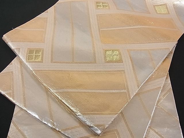 平和屋着物■両面全通柄袋帯　檜垣文　菱文　金銀糸　逸品　du1321