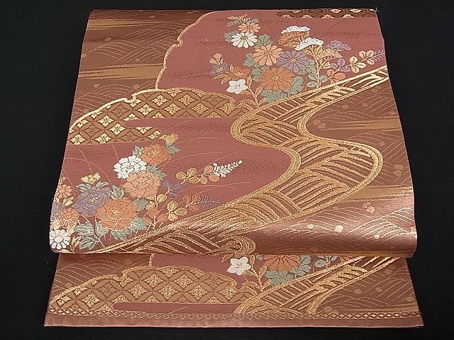 平和屋着物■六通柄袋帯 雪輪重ね吉祥花文 金糸 逸品 du1327