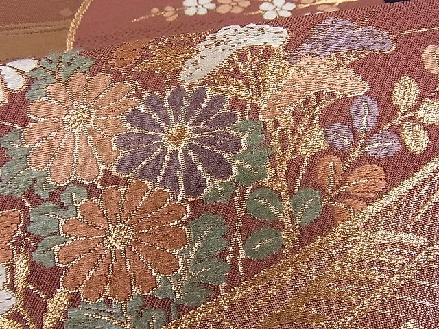 平和屋着物■六通柄袋帯 雪輪重ね吉祥花文 金糸 逸品 du1327
