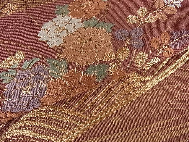 平和屋着物■六通柄袋帯 雪輪重ね吉祥花文 金糸 逸品 du1327