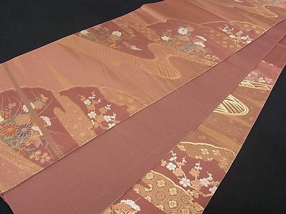平和屋着物■六通柄袋帯 雪輪重ね吉祥花文 金糸 逸品 du1327