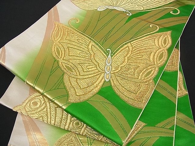 平和屋着物■六通柄袋帯 舞蝶文 金銀糸 逸品 du1416