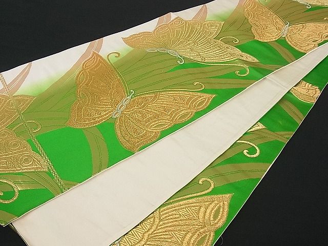 平和屋着物■六通柄袋帯 舞蝶文 金銀糸 逸品 du1416