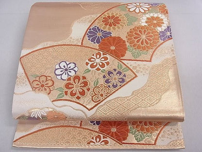平和屋着物■六通柄袋帯　地紙重ね雪輪吉祥花文　金糸　逸品　du1657