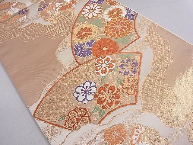 平和屋着物■六通柄袋帯　地紙重ね雪輪吉祥花文　金糸　逸品　du1657