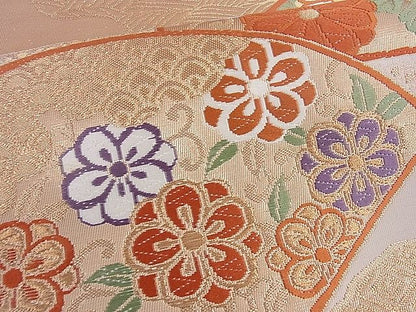平和屋着物■六通柄袋帯　地紙重ね雪輪吉祥花文　金糸　逸品　du1657