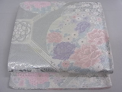平和屋着物■六通柄袋帯 蜀江文様 銀糸 逸品 du1659