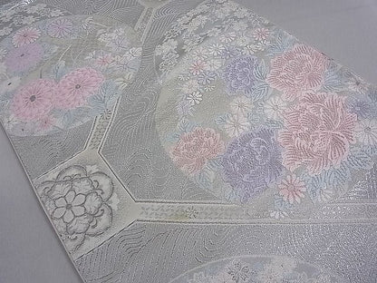 平和屋着物■六通柄袋帯 蜀江文様 銀糸 逸品 du1659