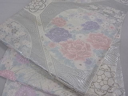 平和屋着物■六通柄袋帯 蜀江文様 銀糸 逸品 du1659