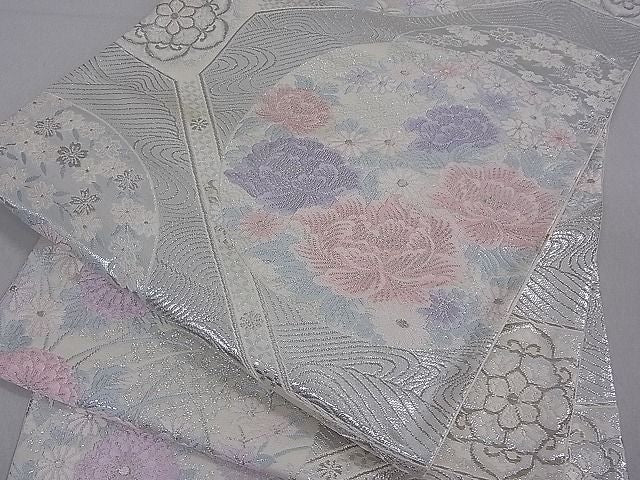 平和屋着物■六通柄袋帯 蜀江文様 銀糸 逸品 du1659