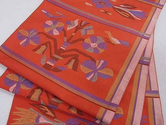 平和屋着物■六通柄 本袋帯 花鳥文 逸品 du1663