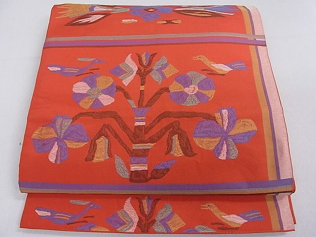 平和屋着物■六通柄 本袋帯 花鳥文 逸品 du1663